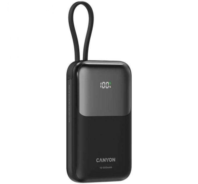 Батарея універсальна Canyon 10000mAh OnPower 101 PD/22.5W built-in cable Black (CNS-CPB101BK)
