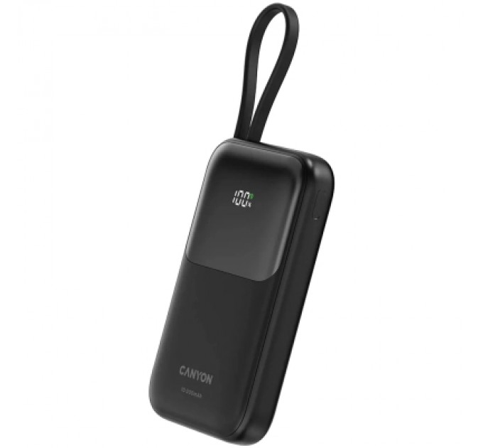 Батарея універсальна Canyon 10000mAh OnPower 101 PD/22.5W built-in cable Black (CNS-CPB101BK)