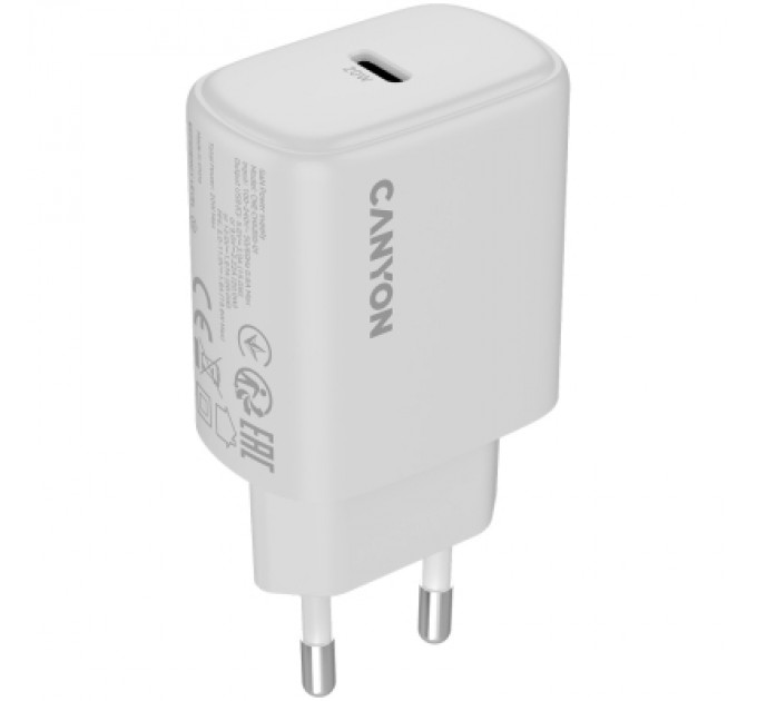 Canyon Зарядний пристрій Canyon OnCharge 250 25W 1xPD EU White (CNE-CHA250-01)