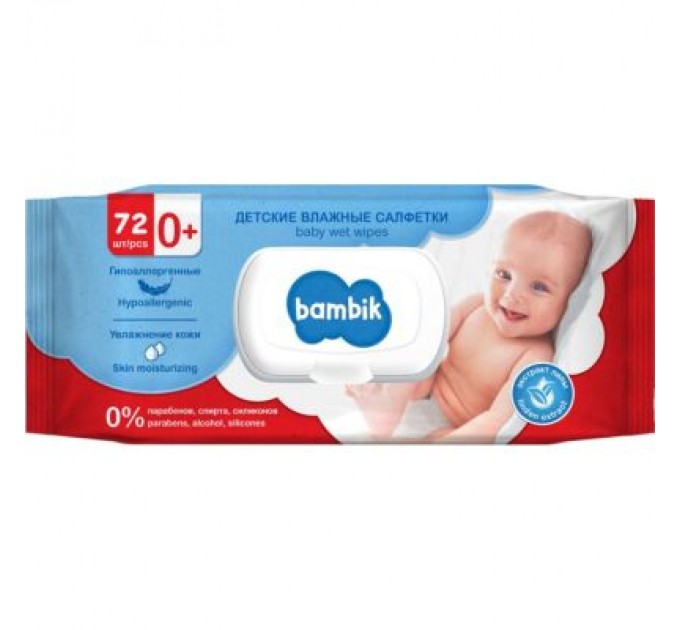 Дитячі вологі серветки Bambik з екстрактом липи 72 шт. (43406000)
