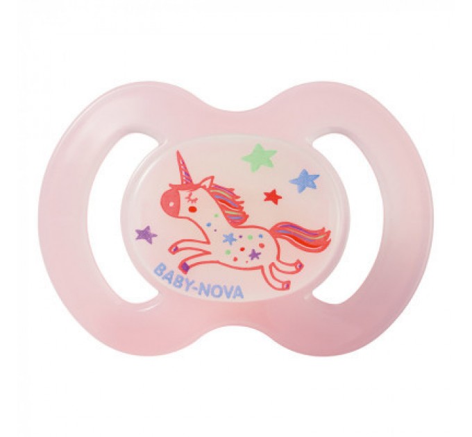 Пустушка Baby-Nova Unicornio Pink нічна 0-6 міс. рожева (3962483)
