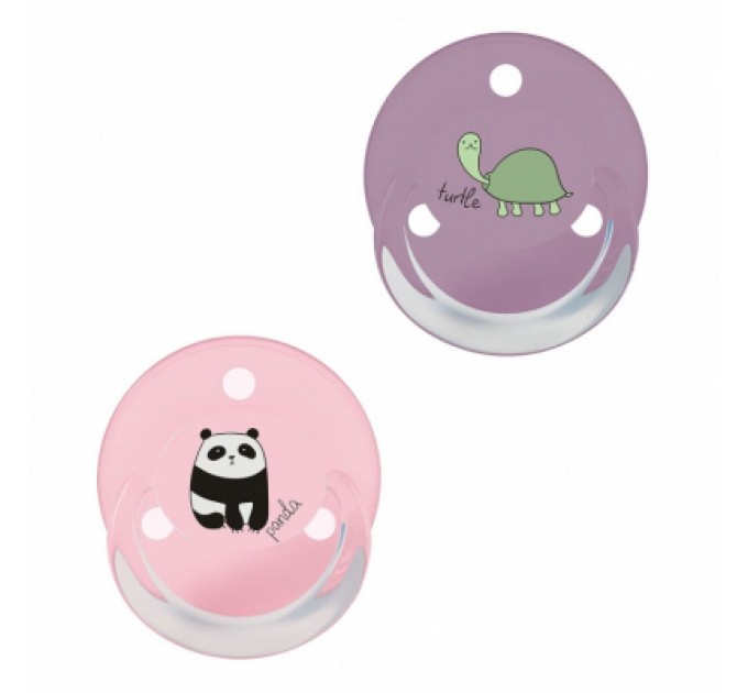 Пустушка Baby-Nova Turtle&Panda Uni 0-24 міс. рожева/бузкова, 2 шт. (3962097)