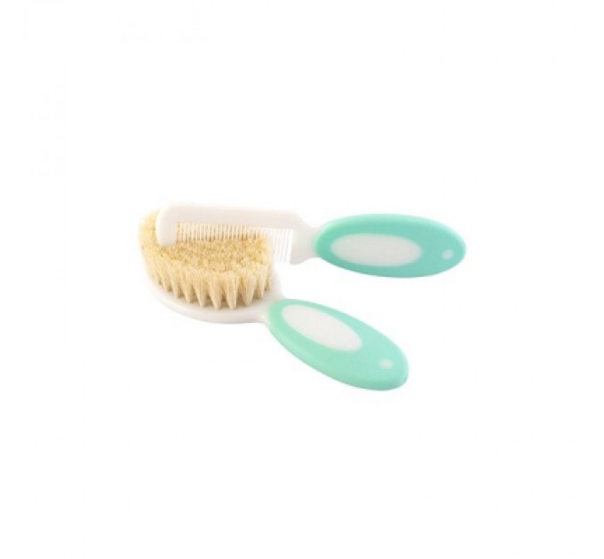 Набір для догляду за дитиною Baby Team гребінець і щітка з натуральної щетин (7106_бирюзовый)