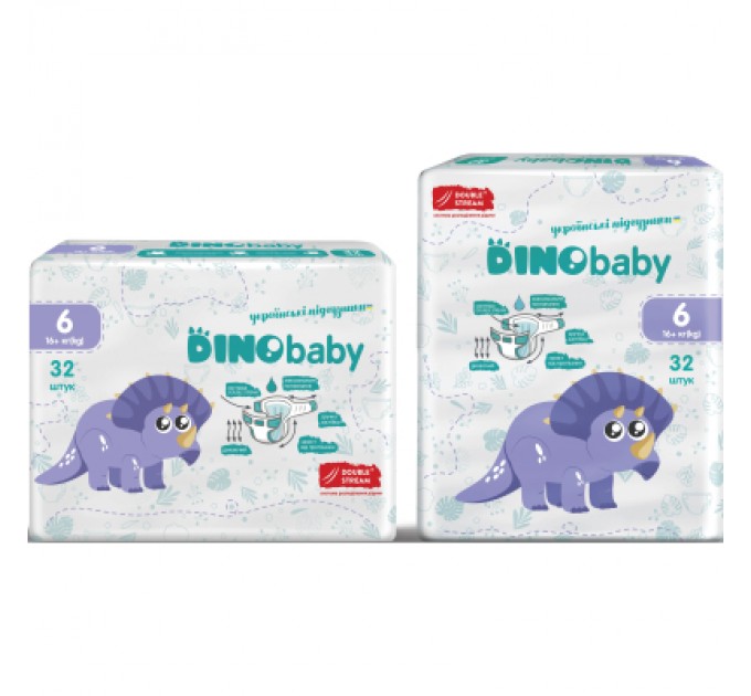 Dino Baby Підгузки Dino Baby Розмір 6 (16+ кг) 32 шт (4823098413240)