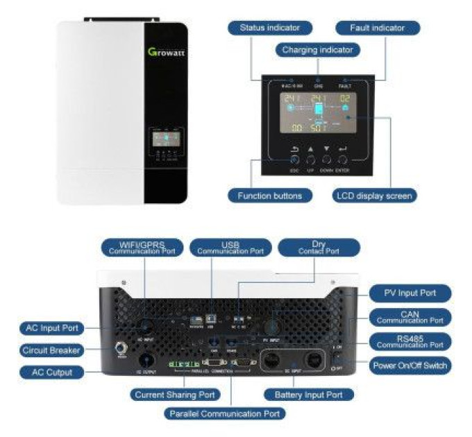 Growatt Сонячний інвертор Growatt SPF5000ES 5000W (SPF5000ES)