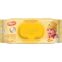 Дитячі вологі серветки Smile baby з екстрактом ромашки, алое і вітамінним комплексом з клапаном 60 шт (4823071655049)