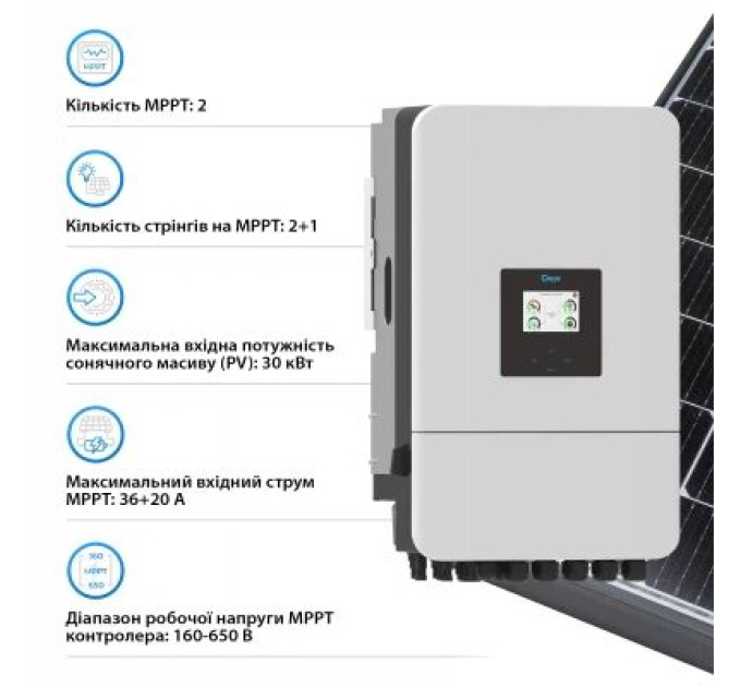 Deye Сонячний інвертор Deye SUN-20K-SG05LP3-EU-SM2, 20кВт (SUN-20K-SG05LP3-EU-SM2)
