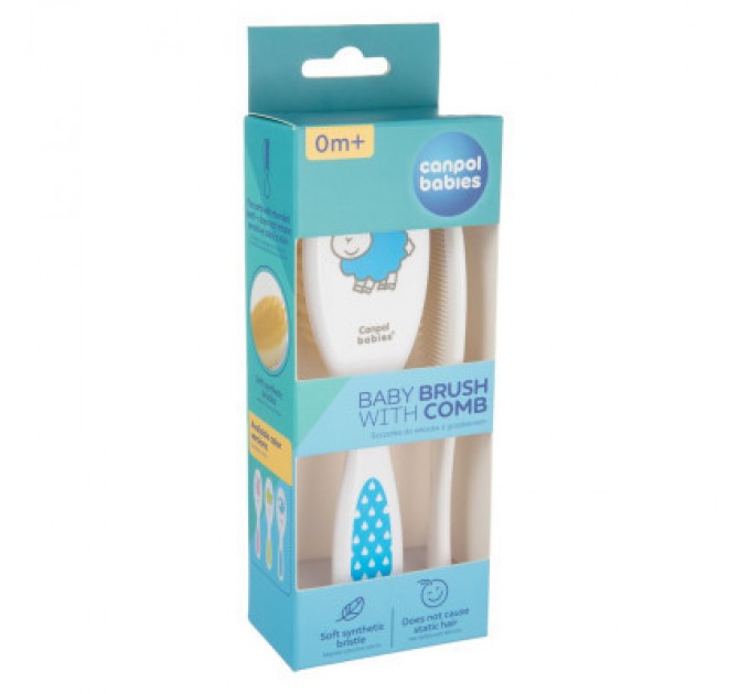 Набір для догляду за дитиною Canpol babies Newborn Baby Щітка та гребінець для волосся блакитний (2/417)