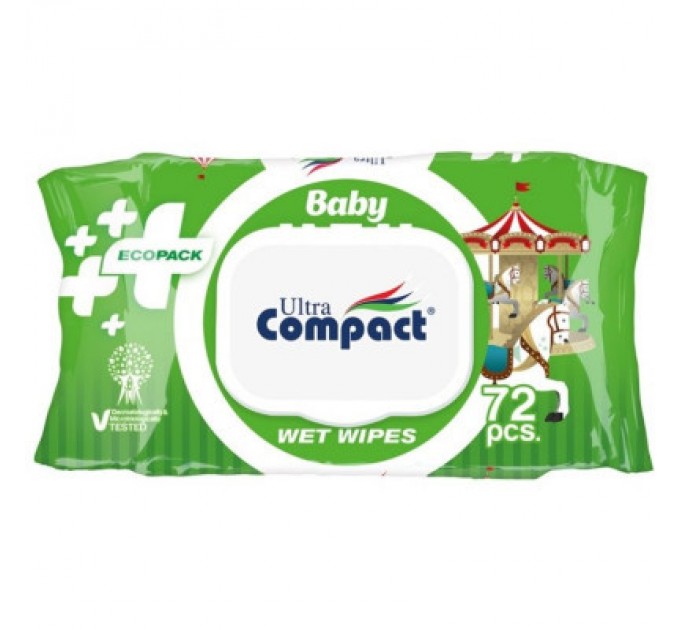 Ultra Compact Дитячі вологі серветки Ultra Compact Ecopack 72 шт з клапаном (8697420534714)