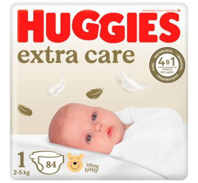 Huggies Підгузки Huggies Extra Care Розмір 1 (2-5 кг) 84 шт (5029053578057)