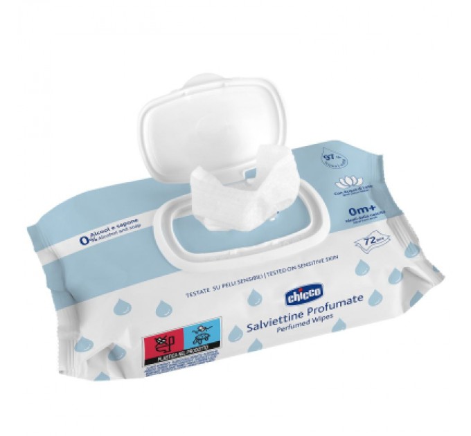 Дитячі вологі серветки Chicco м`які очищаючі, 72 шт. (12050.00)
