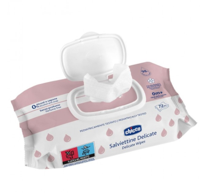 Дитячі вологі серветки Chicco м`які очищаючі, делікатні, 72 шт. (12050.60)