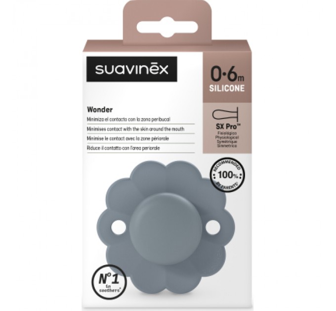 Пустушка Suavinex Wonder фізіологічна, 0-6 міс. блакитна (308380)