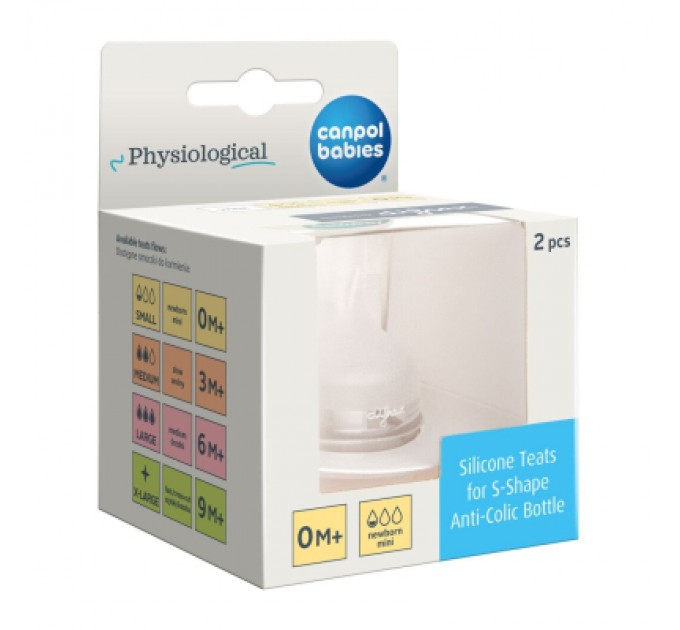 Соска Canpol babies силіконова до пляшечки S-Shape S (міні) 2 шт (59/891)