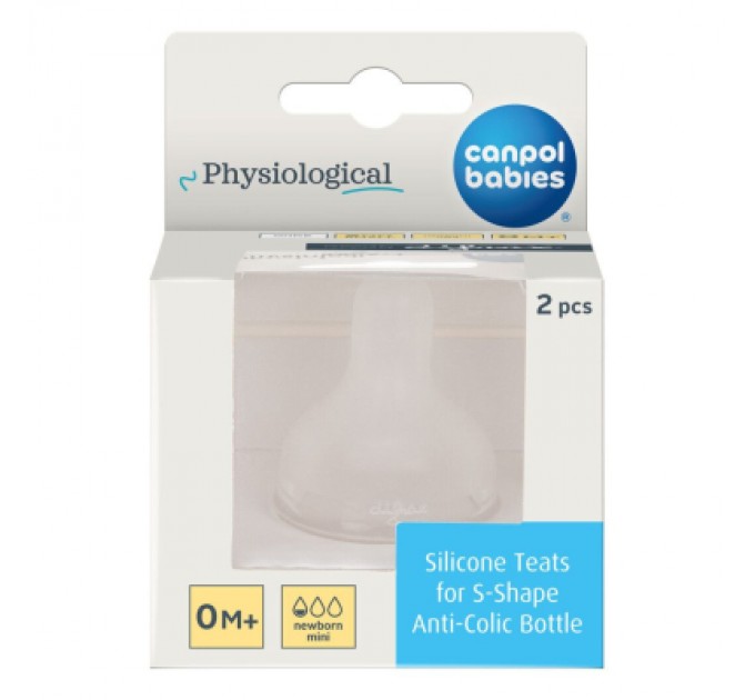 Соска Canpol babies силіконова до пляшечки S-Shape S (міні) 2 шт (59/891)