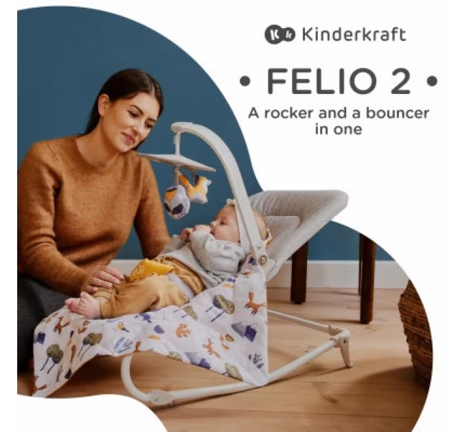 Крісло-гойдалка Kinderkraft шезлонг Felio 2 Forest Yellow (5902533921102)
