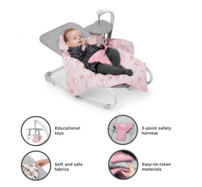 Крісло-гойдалка Kinderkraft шезлонг Felio 2 Peony Rose (5902533921096)