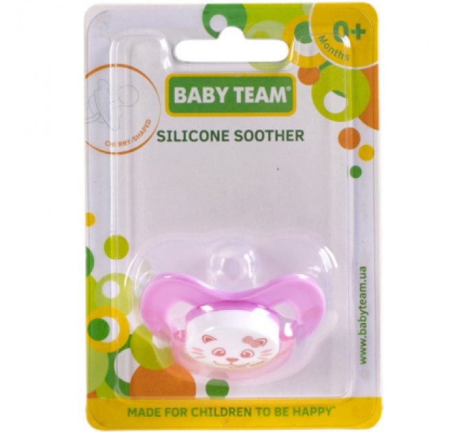 Пустушка Baby Team силіконова вишнеподібної форми 0+ міс (3003_рожевий)