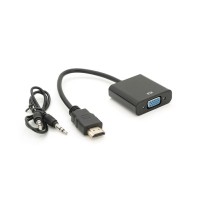 Перехідник HDMI M to VGA F + Audio 0.1m 4K/2K black Voltronic (YT-C-HDMI(M)/VGA(F)+AUX-B)