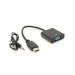 Перехідник HDMI M to VGA F + Audio 0.1m 4K/2K black Voltronic (YT-C-HDMI(M)/VGA(F)+AUX-B)