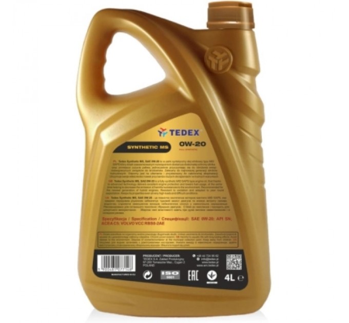 Моторна олива TEDEX SYNTHETIC (MS) MOTOR OIL 0W20 - 4л