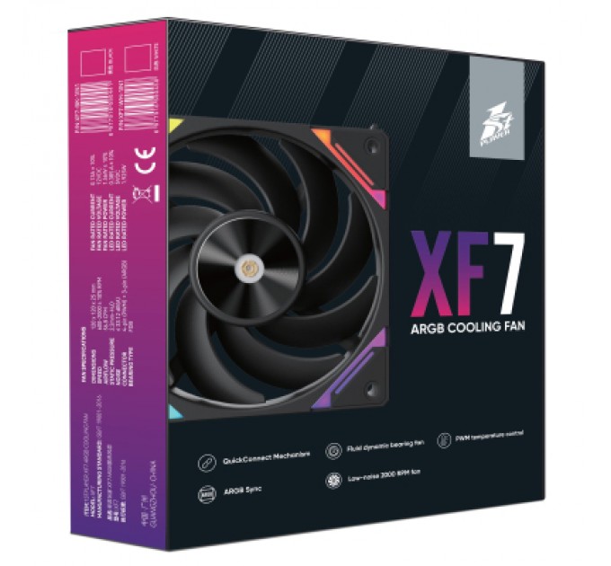 1stPlayer Кулер до корпусу 1stPlayer XF7 Black (XF7-BK-1IN1)