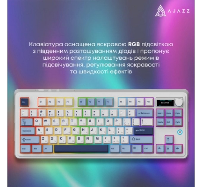 Клавіатура Ajazz AK870 PLUS Murad Switch RGB Wireless/Bluetooth/USB White (AK870-MU-BWD)