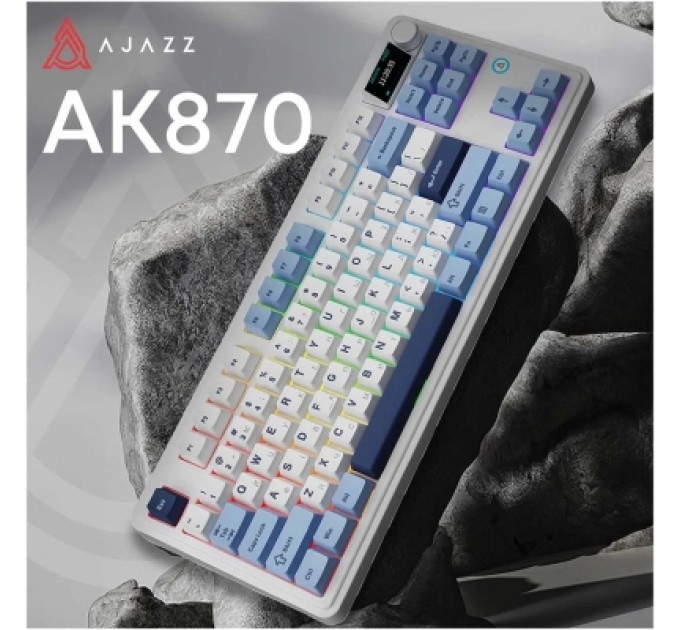Клавіатура Ajazz AK870 PLUS Murad Switch RGB Wireless/Bluetooth/USB White (AK870-MU-BWD)