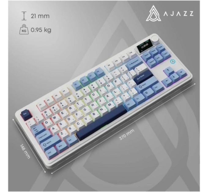 Клавіатура Ajazz AK870 PLUS Murad Switch RGB Wireless/Bluetooth/USB White (AK870-MU-BWD)
