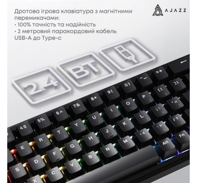 Клавіатура Ajazz AK680 MAX Magnetic Switch RGB USB Black (AK680-WM-B-A)