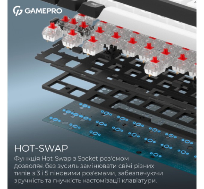 GamePro Клавіатура GamePro Asgard Valhalla MK210B Pro 65 RGB Wireless/Bluetooth/USB Black (MK210B Pro)