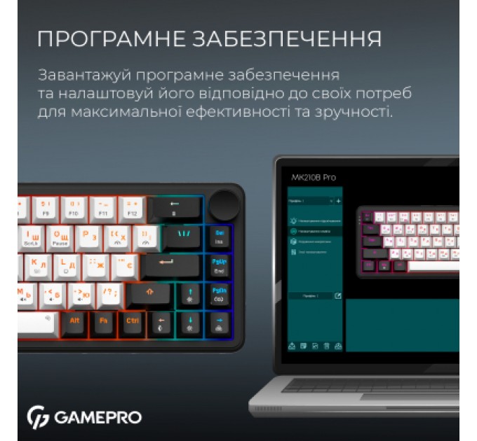 GamePro Клавіатура GamePro Asgard Valhalla MK210B Pro 65 RGB Wireless/Bluetooth/USB Black (MK210B Pro)