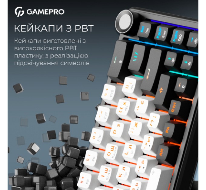 GamePro Клавіатура GamePro Asgard Valhalla MK210B Pro 65 RGB Wireless/Bluetooth/USB Black (MK210B Pro)