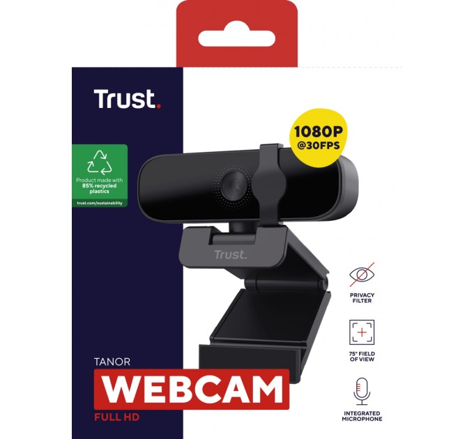 Trust Веб-камера Trust Tanor Full HD Black (25548)