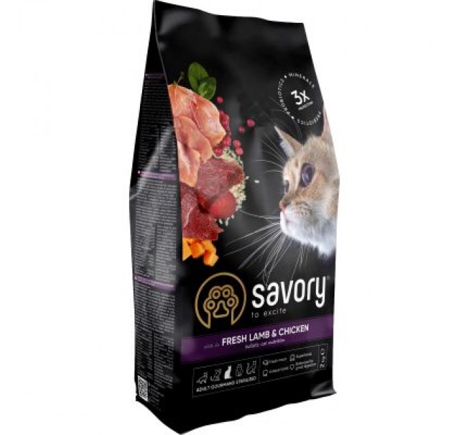 Savory Сухий корм для кішок Savory Adult Cat Steril Fresh Lamb and Chicken 2 кг (4820232630112)