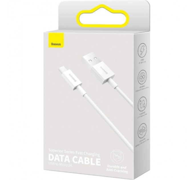 Baseus Дата кабель USB 2.0 AM to Micro 5P 2.0m Superior Fast Charging 2A white Baseus (CAMYS-A02)