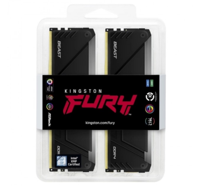 Kingston Fury (ex.HyperX) Модуль пам'яті для комп'ютера DDR4 16GB (2x8GB) 3200 MHz Beast Black Kingston Fury (ex.HyperX) (KF432C16BB2AK2/16WP)