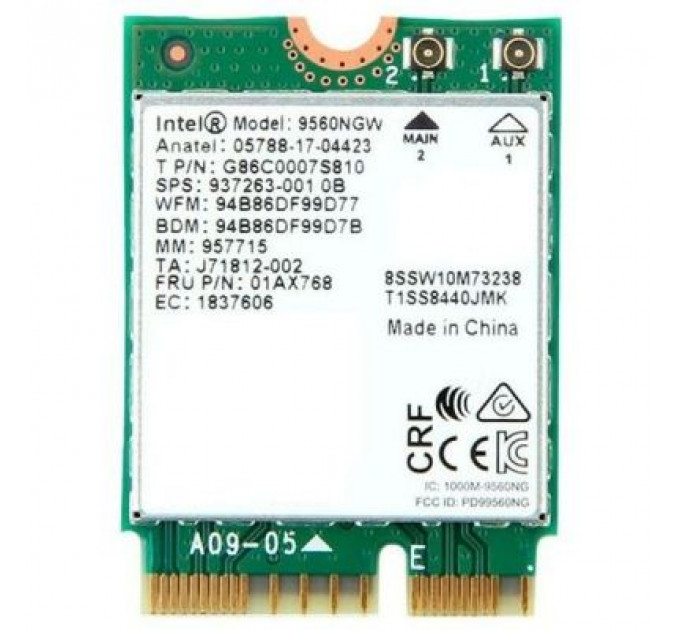 Мережева карта INTEL Wireless-AC 9560 802.11ac, PCIe, USB, M.2 1216 (9560.D2W)