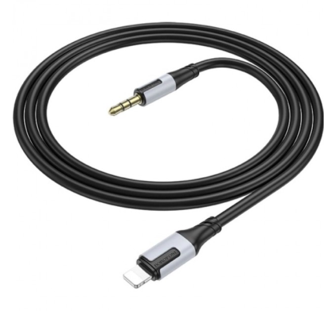 Кабель мультимедійний Lightning to 3.5mm M 1.0m BL19 black BOROFONE (6941991108327)