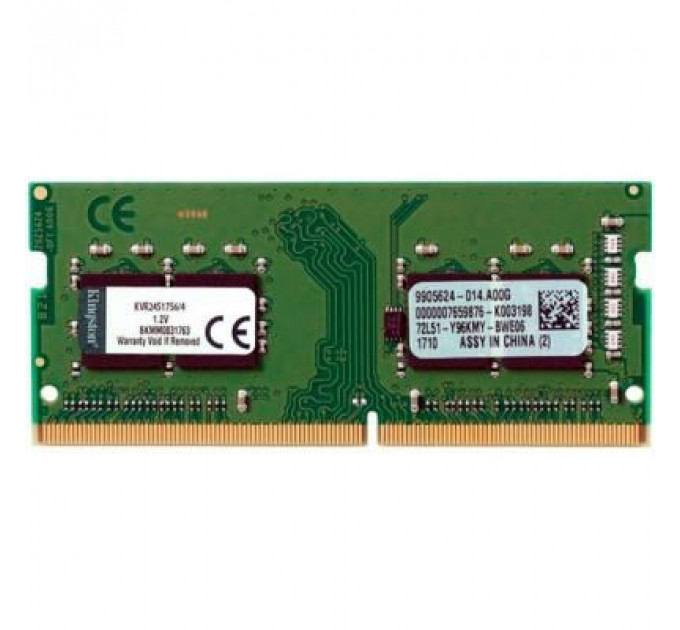 Модуль пам'яті для ноутбука SoDIMM DDR4 4GB 2400 MHz Kingston (KVR24S17S6/4)