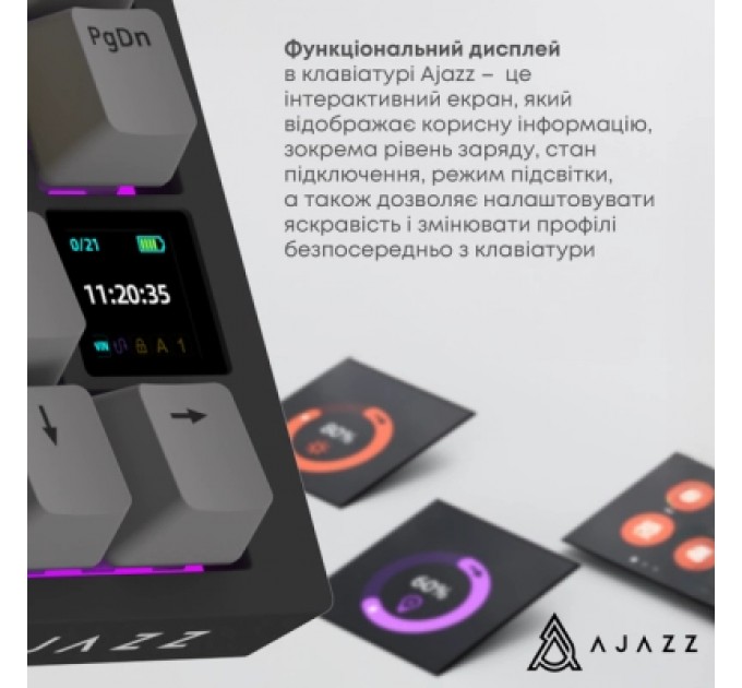 Клавіатура Ajazz AK820 Pro Flying Fish Switch Purple RGB USB/Wireless/Bluetooth UA Purple (AK820PRO-FF-PWB)