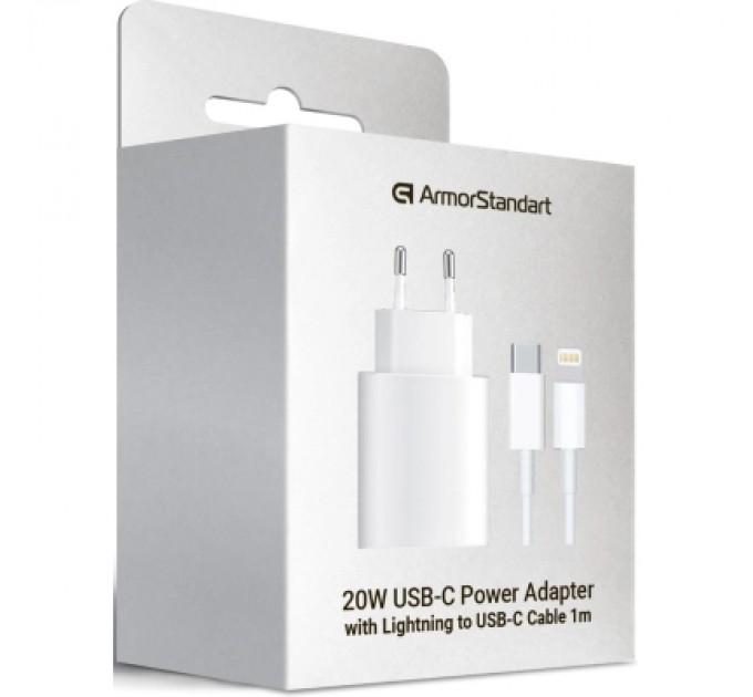 Armorstandart Зарядний пристрій Armorstandart AMHJ83 20W USB-C White + cable USB-C to Lightning (ARM77724)