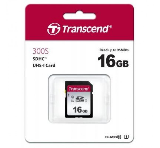 Transcend Карта пам'яті Transcend 16GB SDHC class 10 UHS-I U1 (TS16GSDC300S)