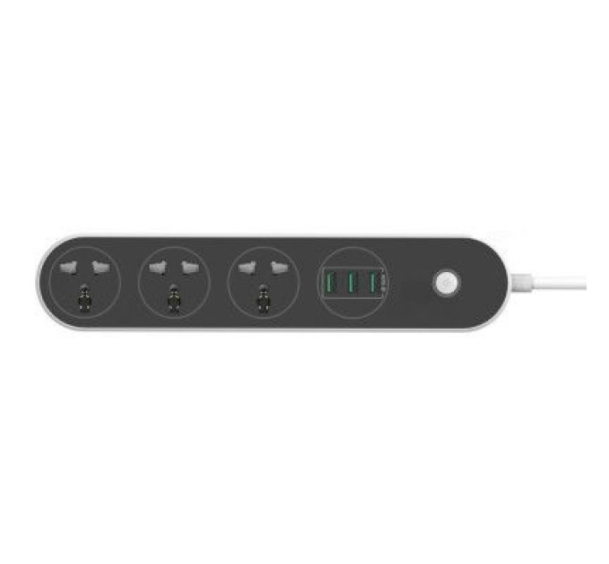 ColorWay Мережевий фільтр живлення ColorWay CW-CHU33B, 3 розетки/3USB Black 1.8M (CW-CHU33B)