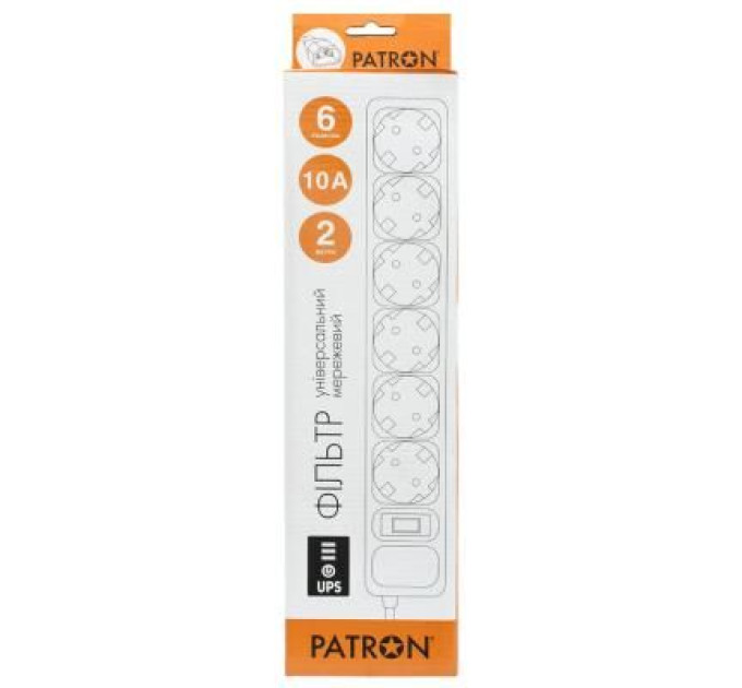 Patron Мережевий фільтр живлення Patron 2 m3*1mm2 (SP-1065U) 6 розеток BLACK (EXT-PN-SP-1065U)