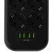 ColorWay Мережевий фільтр живлення ColorWay CW-CHE64B, 6 розеток/4USB Black (CW-CHE64B)