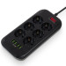 ColorWay Мережевий фільтр живлення ColorWay CW-CHE64B, 6 розеток/4USB Black (CW-CHE64B)