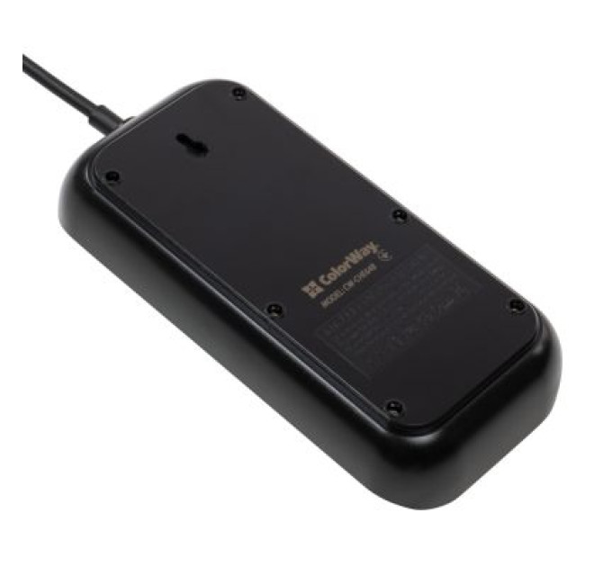 ColorWay Мережевий фільтр живлення ColorWay CW-CHE64B, 6 розеток/4USB Black (CW-CHE64B)