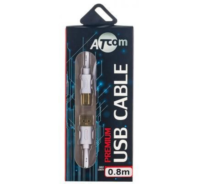 Atcom Кабель для принтера USB 2.0 AM/BM 0.8m Atcom (14370)