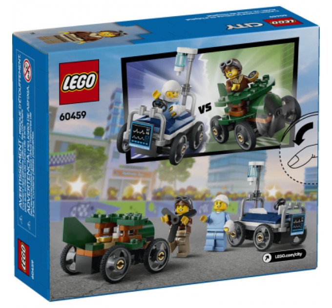 Конструктор LEGO City Літак проти лікарняного ліжка - Набір для перегонів (60459)